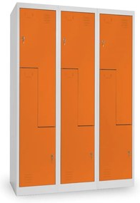 Dulap metalic Z, 3 compartimente, 120 x 50 x 180 cm, inchidere cilindrica, portocaliu - ral 2004