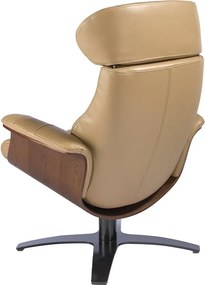 Fotoliu pivotant, functie relax, piele naturala si furnir de nuc George