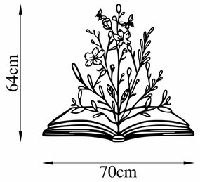 Accesoriu decorativ de perete metalic Flower In Book