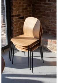 Scaune de dining în culoare naturală stivuibile 2 buc. cu aspect de lemn de stejar Book – Gazzda