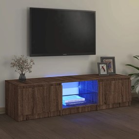 822683 vidaXL Comodă TV cu lumini LED, stejar maro, 140x40x35,5 cm