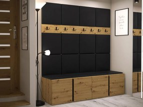 Mobilier Hol Timothy V (Stejar artisan + Stejar artisan + Negru) (piele ecologică Soft 011 (Negru)). 1059933