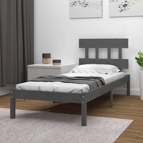 3104705 vidaXL Cadru de pat single, gri, 90x190 cm, lemn masiv
