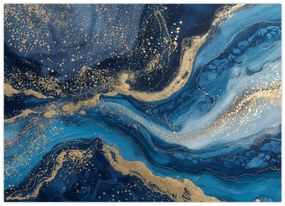 Tablou - Marmură abstractă albastru-aurie (70x50 cm)