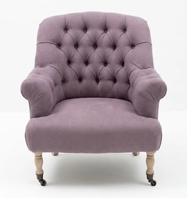 Fotoliu tapițat clasic shabby chic cu capitonaj și roți metalice, 70×70×82 cm, „Oxford"