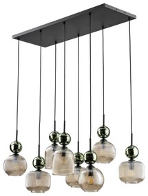 Candelabru pe cablu SOPHIA 8xE14/10W/230V negru/verde/bej fumuriu