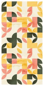 Tapet - Model geometric retro în verde-galben
