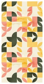 Tapet - Model geometric retro în verde-galben