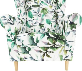 Fotoliu, material textil model frunze verzi, CHARLOT