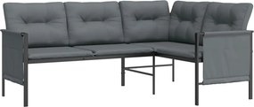 vidaXL Canapea colțar de grădină, antracit, oțel și textilenă