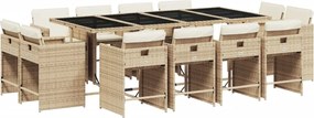 vidaXL Set mobilier de grădină cu perne, 13 piese, bej, poliratan
