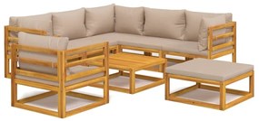 3155259 vidaXL Set mobilier de grădină cu perne gri taupe, 8 piese, lemn masiv