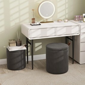 Set 2 pufuri cu spațiu de depozitare, gri