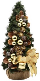Brad de Crăciun mic și decorat Auriu 50cm