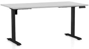 Masa inaltime reglabila OfficeTech B, 160 x 80 cm, bază neagră, gri deschis