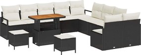 vidaXL Set de canapele pentru grădină cu pernă 13 pcs Negru și Crem
