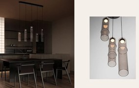 Lustra moderna cu 5 pendule LED, Metal, Sticla, Moca, SANO