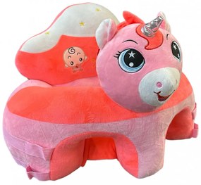 Fotoliu din plus pentru bebelusi cu decupaj pentru picioare, spatar si arcada, Unicorn Roz, 53 cm, Rosu, FPS-176