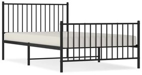 350878 vidaXL Cadru pat metalic cu tăblii de cap/picioare, negru, 107x203 cm