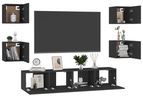 Set comode TV, 6 buc., negru, PAL 1, Negru, 80 x 30 x 30 cm
