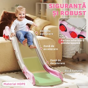 AIYAPLAY Tobogan pentru Copii din HDPE cu Zonă de Amortizare Integrată, pentru Canapele, Paturi, 18-48 luni, Roz | Aosom Romania