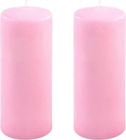 Set de lumânări tip stâlp, 20 cm, Ø 7,5 cm, roz, 2 buc