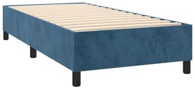 Pat box spring cu saltea, albastru inchis, 100x200 cm, catifea Albastru inchis, 100 x 200 cm, Cu blocuri patrate