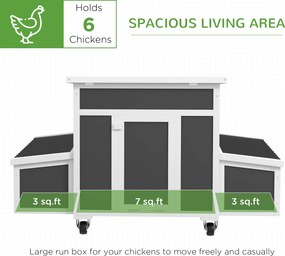 PawHut Adăpost din Lemn pentru Găini cu Cuib pentru Ouă pentru 6 Găini, Gri Închis | Aosom Romania