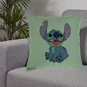 Perna Personalizata Stitch Zambitor, 40x40 cm, Verde, Husa Detasabila, Perna Inclusa, BEKZ®
