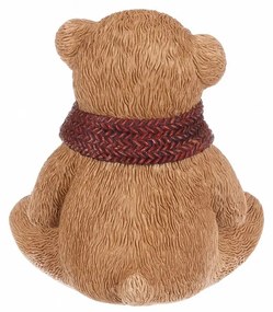 Decorațiune Ursuleț cu eșarfă roșie, poliresină, 10 cm