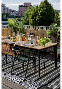 Covor reversibil pentru exterior din plastic reciclat Green Decore Zambezi, 80 x 180 cm, alb-negru