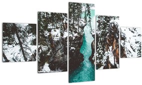 Tablou - râul de munte iarna (125x70 cm), în 40 de alte dimensiuni noi