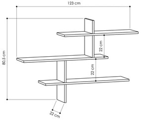 Etajeră de perete LEO 80,5x123 cm stejar