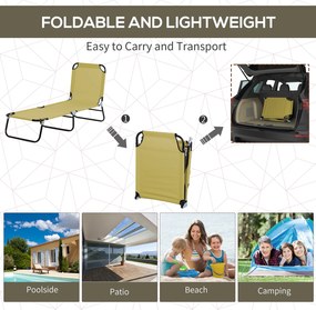 Outsunny Sezlong Pliabil pentru Gradina cu Spatar Ajustabil 5 Pozitii din Otel si Tesatura Oxford 188x56x28 cm Bej | Aosom Romania