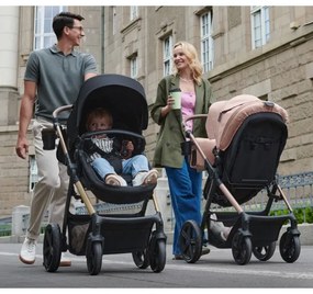 Cărucior de copii combinat 3 în 1 KINDERKRAFT MOOV 2 AIR Pure black + scaun auto MINK PRO