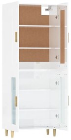 Dulap inalt, alb extralucios, 69,5x34x180 cm, lemn compozit 1, Alb foarte lucios
