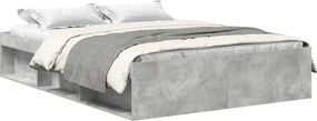vidaXL Cadru de pat dublu, gri beton, 135x190 cm