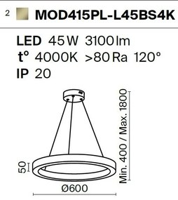 Lustra LED design modern Saturno alama 60cm