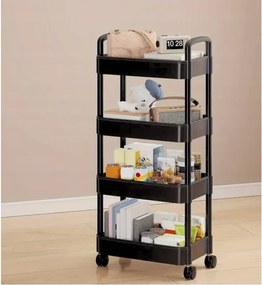 OFERTA Raft pe roti POZIO 37x22x95 cm negru II.calitate