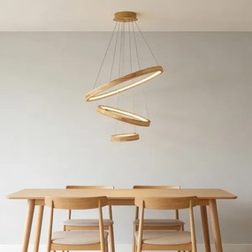 Brilagi - Pendul LED UMEA WOOD pe cablu, LED/45W/230V, Ø 60 cm, lemn