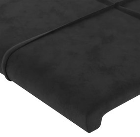 Cadru de pat cu tablie, negru, 90x200 cm, catifea Negru, 90 x 200 cm, Cu blocuri patrate
