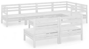 3082753 vidaXL Set mobilier de grădină, 8 piese, alb, lemn masiv de pin