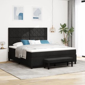vidaXL Pat cu spring și saltea negru 180x200 cm țesătură