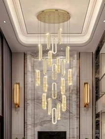 Candelabru Cristal,15 Leduri, Metal, 351W, Auriu