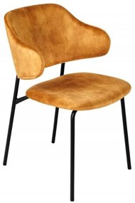 Neînvins Scaun de design Tracy catifea galben mustar cu cadru negru
