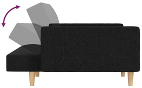 Canapea extensibila cu 2 locuri 2 perne taburet, negru, textil Negru, Cu suport de picioare