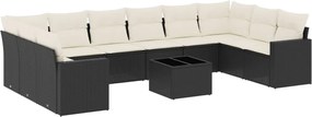 vidaXL Set canapele de grădină cu perne, 11 piese, negru, poliratan