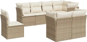 vidaXL Set canapele de grădină, 8 piese, cu perne, bej, poliratan