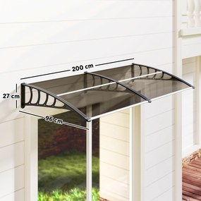 Streasina de exterior Outsunny 200x96cm din policarbonat si aluminiu, protectie pentru ferestre si usi, maro | Aosom RO