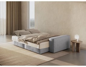 Canapea gri deschis extensibilă cu tapițerie din țesătură bouclé 247 cm Jodie – Micadoni Home